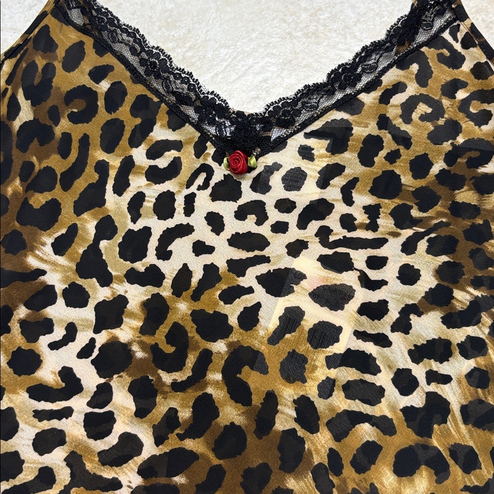 Vintage 90s/Y2K NWT Leopard Print Semi-Sheer Lace Cami and Pajama Pants Set❤️ - Picture 4 of 9